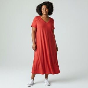 torrid Red V-Neck Short Sleeve Maxi Dress
